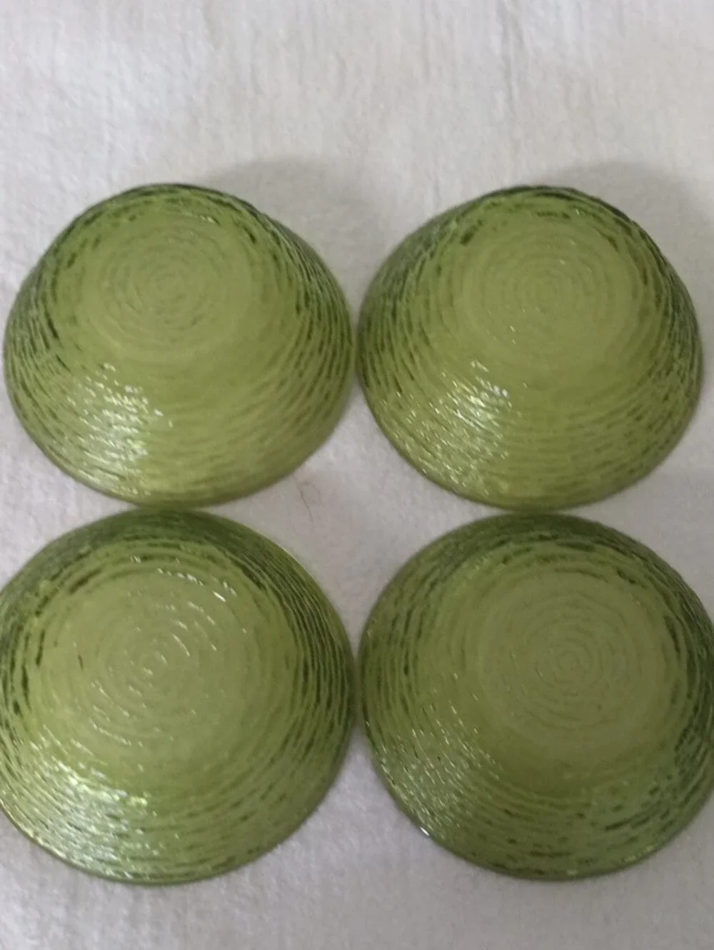 Set of 4 Green Textured Glass Bowls by